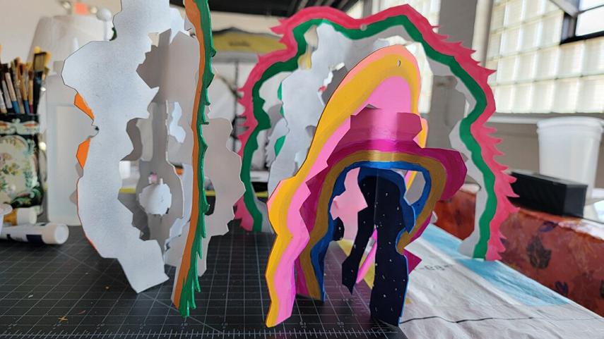 a closeup of the arches from Kinetic Peripatetic in the making
